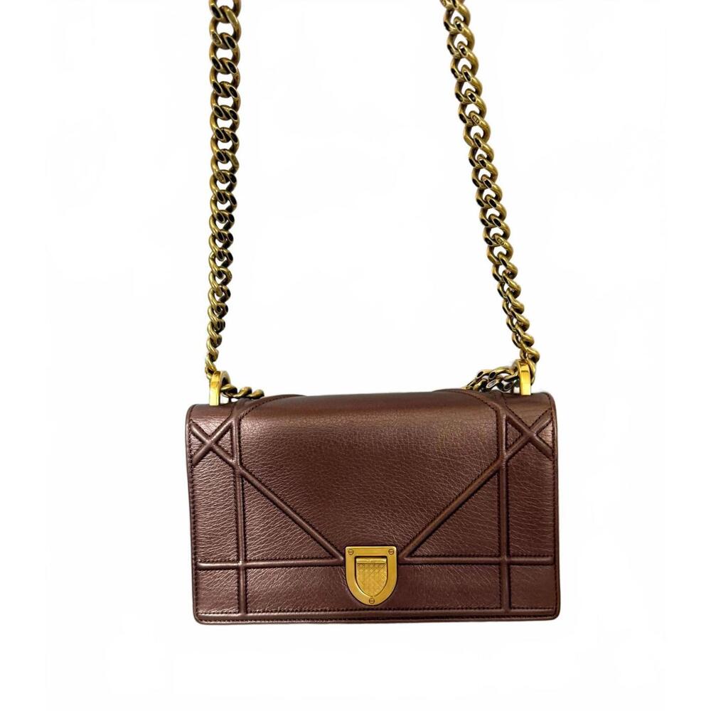 DIOR DIORAMA METALLIC BROWN MEDIUM SHOULDER BAG
